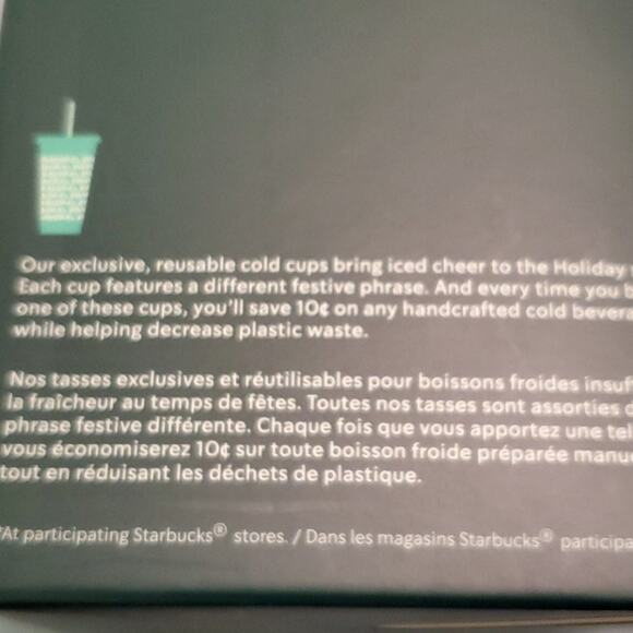 Starbucks Holiday Reusable Cold Cups 5 pack NEW - Picture 6 of 7